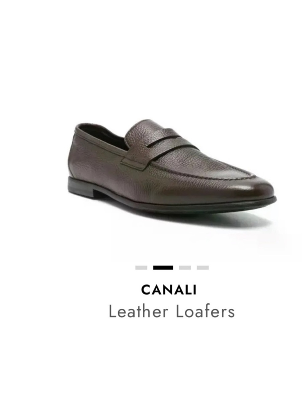 Canali Dark Brown Pebbled Leather Slip-On Loafers men size 41 US 8 new